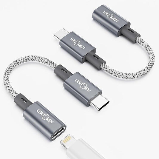 2 Pack Lightning to USB C Adapter, Fast Charging & Data Sync Adapter for iPhone 17 16 15 Pro Max Plus to USB-C, Compatible with Samsung S25/S24/S23, Not for Audio/OTG