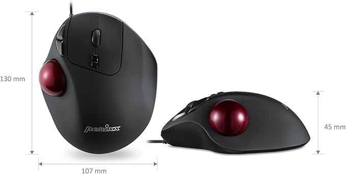 Perixx Perimice-517 Wired Trackball USB Mouse, 7 Button Design, Build-in 1.34 Inch Trackball with Pointing Feature