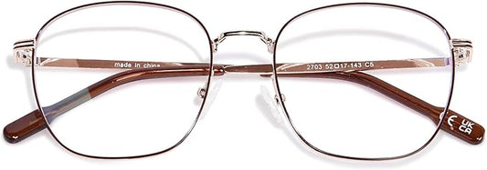 OPTOFENDY Metal Blue Light Blocking Glasses for Women Men, Fashion Square Computer Eyeglasses