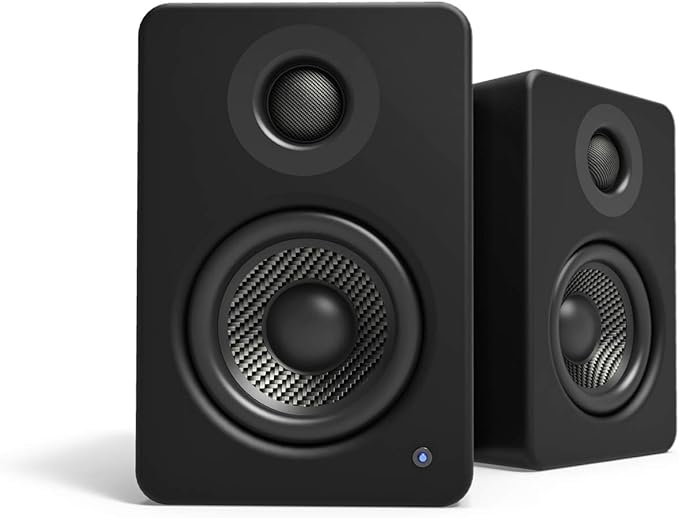 Kanto YU2MB PC Gaming Desktop Speakers | 3" Composite Drivers | 3/4" Silk Dome Tweeter | Class D Amplifier | 100 Watts | Built-in USB DAC | Subwoofer Output | Pair | Matte Black