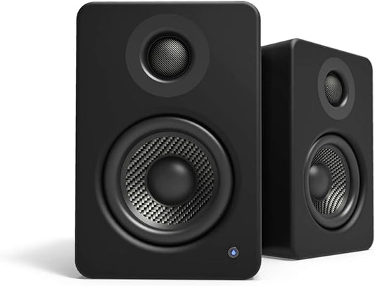 Kanto YU2MB PC Gaming Desktop Speakers | 3" Composite Drivers | 3/4" Silk Dome Tweeter | Class D Amplifier | 100 Watts | Built-in USB DAC | Subwoofer Output | Pair | Matte Black