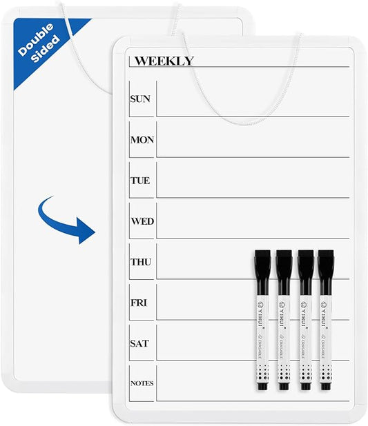 Weekly Whiteboard Calendar for Wall, Small 11" x 17" Planning Board with Plastic Frame, Hanging Dry Erase Calendar for Kitchen Planner, Home, Office