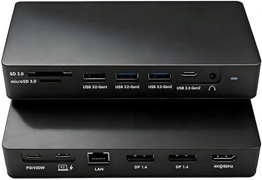 13in1 USB-C 3 Monitor Docking Station,Compatible with Lenovo ThinkPad Universal Docking Station(40AY0090US),PD 100W,Dual DP 1.4(4K@60Hz),HDMI,RJ45,SD3.0/microSD3.0,1xUSB 3.2 Gen1,2xUSB 3.2 Gen2,Audio