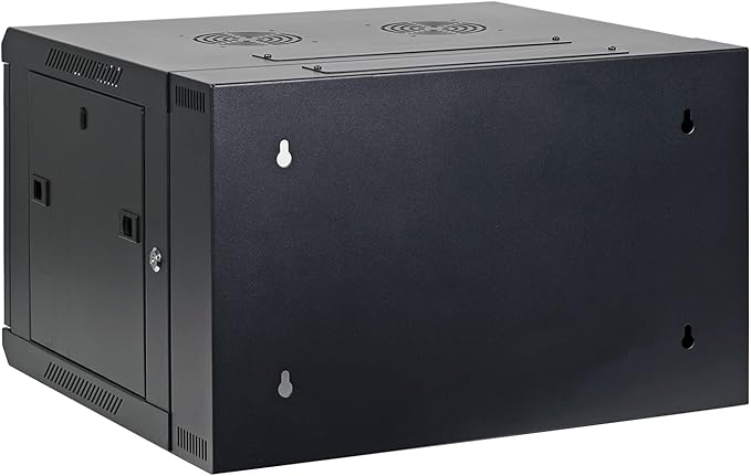 AEONS 6U Professional Wall Mount IT Cabinet Enclosure Double Section Hinged Swing Out 19-Inch Server Network Rack with Vented Door 22-Inches Deep Black (Fully Assembled)