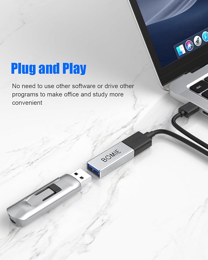BOMIE USB Female to Female Adapter 4 Pack, USB 3.0 Type-A Female to Female Extension Adapter Connector, 5Gbps Data Transfer and Charging for Connecting Extension Two USB-A Male Ends Cable Silver