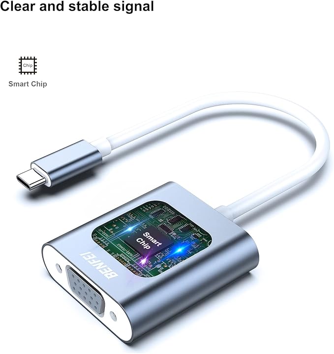 BENFEI USB C to VGA Adapter, 2 Pack Thunderbolt 3 to VGA Adapter Compatible for MacBook Pro 2019/2018/2017, MacBook Air/iPad Pro 2018, Samsung Galaxy S10/S9 [Aluminium Shell,Grey]