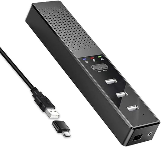 3 in 1 USB Computer Speaker with Microphone, PC Laptop Desktop Conference Speaker with Mic for Smart Home Office and Online Study，360 Degree Enhanced (1-Classic)