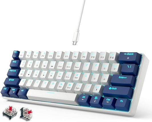 abucow 60% Mechanical Gaming Keyboard Red Switch Wired Compact Keyboard Anti-Ghosting No-Conflict 61 Swappable keycaps Ergonomic Design for Windows/Mac