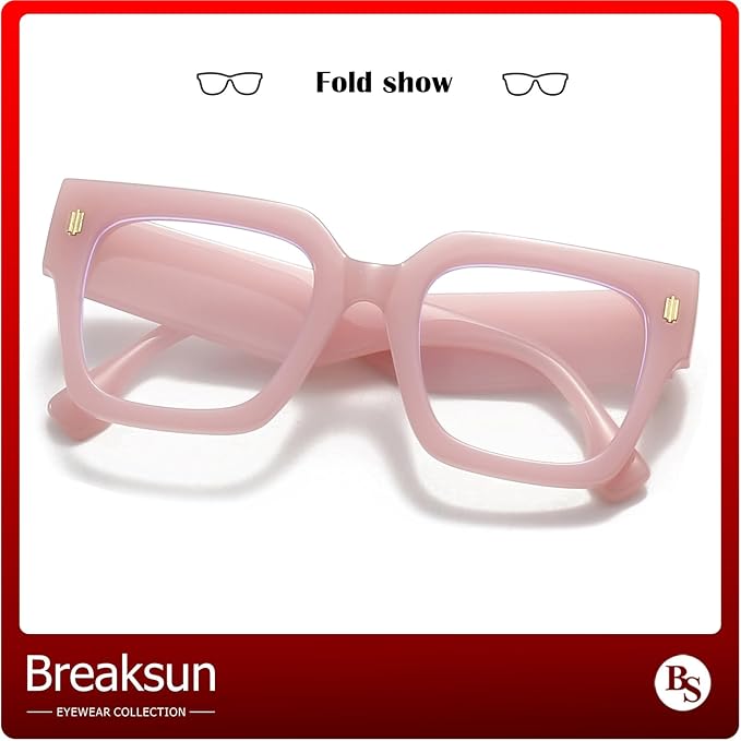 Fashion Oversized Blue Light Blocking Glasses for Women Men Trendy Big Square Frame Computer Eyeglasses