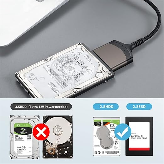 NFHK 5Gbps USB 3.0 Type-A to SATA 22 Pin Adapter Cable for 2.5" Hard Disk Driver SSD