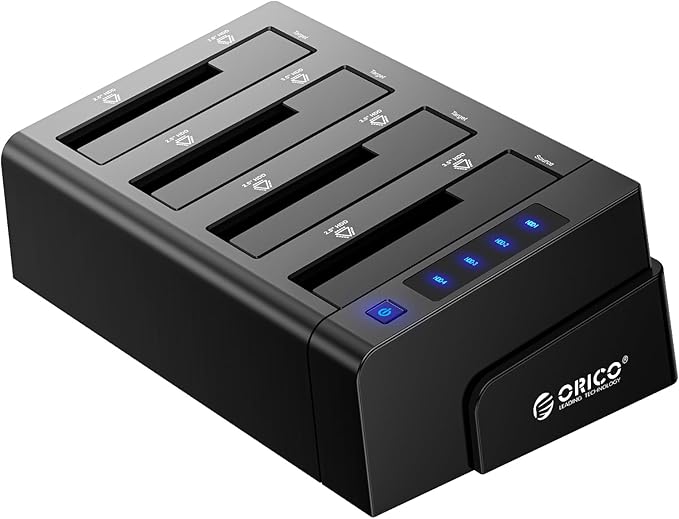 ORICO 4 Bay External Hard Drive Docking Station USB 3.0 to SATA I/II/III for 2.5''/3.5'' HDD SSD with Hard Drive Clone Function Slope Design Support UASP [4 x 20TB]-6648US3
