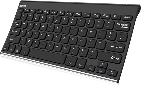 Arteck Bluetooth Keyboard, Stainless Steel Universal Portable Wireless Bluetooth Keyboard for iOS iPad 10.2-inch, Air, Pro, Mini, Android, Windows Tablets PC Smartphone Built in Rechargeable Battery