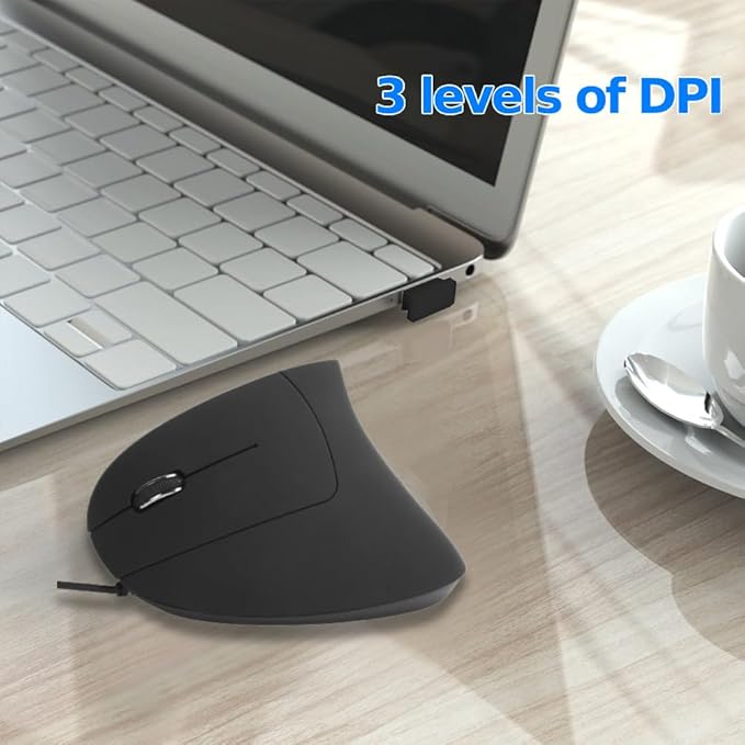 Wired Left Hand Mouse,Vertical Left Hand Mouse,Mouse Vertical Ergonomic 800/1200/1600DPI USB Optical Mouse,Easy to Use. (Left Hand Wired)