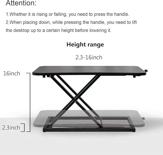 Height Adjustable Standing Desk Converter,Computer Keyboard Stand for Desktop,Keyboard Riser for Stand Up Desk Riser,Computer Workstations for Laptop and Single Monitor Office Use,Size 23.6 Inch
