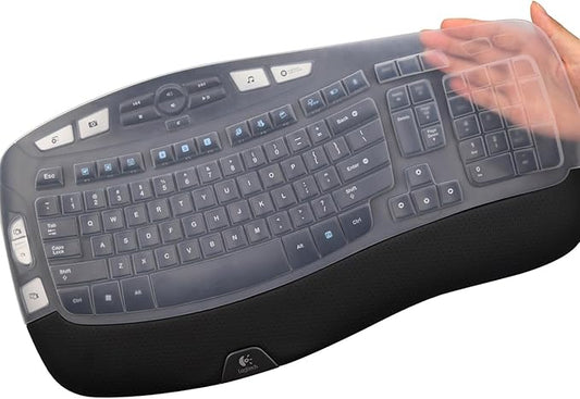 MUBUY Keyboard Cover for Logitech K350 Wireless Wave Keyboard & MK570 MK550 Wireless Wave, & K350 MK550 MK570 Keyboard Accessories Protective Skin-Clear