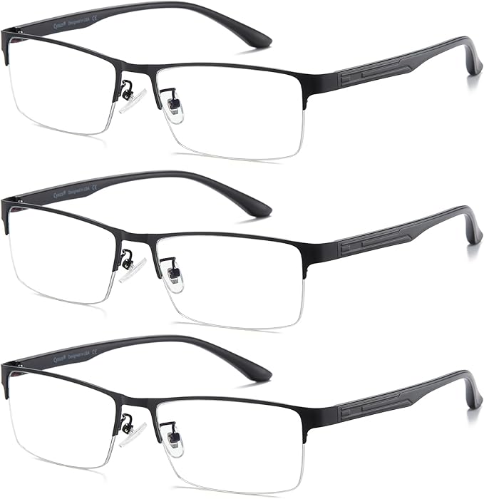 Cyxus Blue Light Blocking Glasses for Men Woman Semi Rim Computer Gaming Office Study Eyeglasses with UV Protection 8001