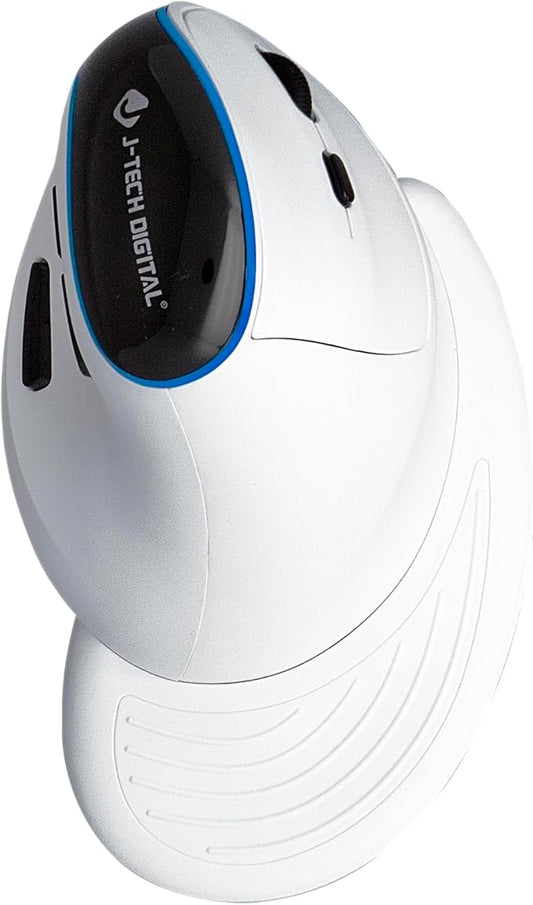 J-Tech Digital Vertical Ergonomic Wireless Mouse – Bluetooth Dual Mode + USB Dongle, Rechargeable, 2.4GHz, Adjustable DPI 3200, for Laptop, Desktop, PC, Mac [V638W]