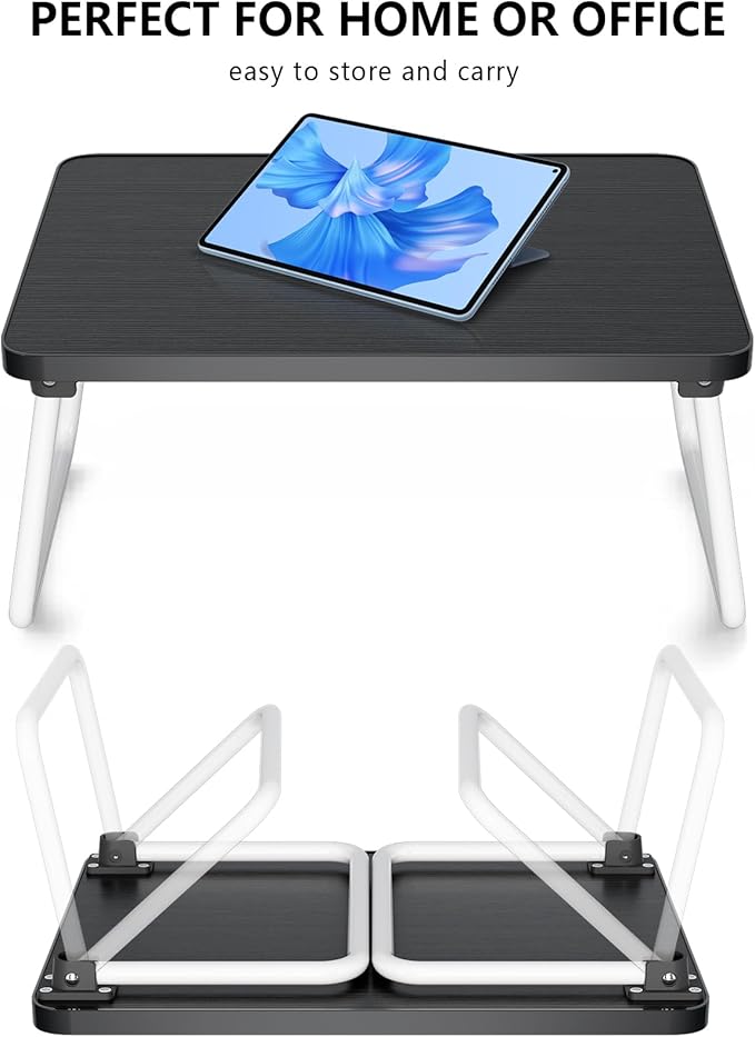 Lap Desks Laptop Tray for Bed or Couch,Portable Breakfast Serving Tray with Folding Legs,Foldable & Lightweight Mini Table, Laptop Stand for Working, Reading and Writing,Black
