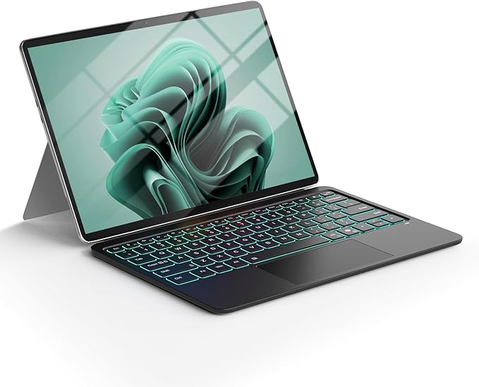 Surface Pro 12 Keyboard for Microsoft Surface Pro 12" Device 2025, 7-Color Backlits Type-Cover Bluetooth Wireless Magnetic Ultra Slim Keyboard with Multi-Touch Trackpad, USB-C Rechargeable Battery