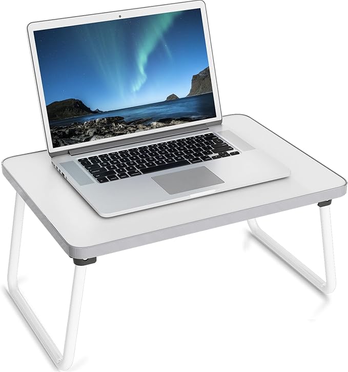 Lap Desks Laptop Tray for Bed or Couch,Portable Breakfast Serving Tray with Folding Legs,Foldable & Lightweight Mini Table, Laptop Stand for Working, Reading and Writing,White