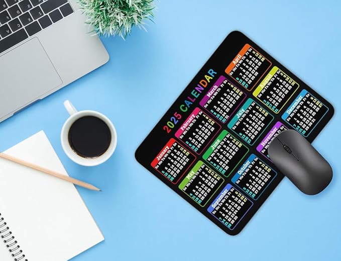 Calendar Mouse pad, 2025 Calendar Color Horizontal Edition Natural Rubber Creative Gaming Mouse Pad Rectangle Mouse Personalized Desk Mouse Pad 9.5 inch x 7.9 inch
