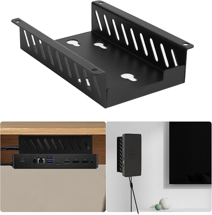 Under Desk and Wall Mount for Dell Docking Station,Metal Mount for WD19 WD19S WD19TBS WD22TB4 UD22 WD25 SD25 Series Dock & Power Adapter Mounting Bracket,Docking Station and Power Bricks Holder Kit