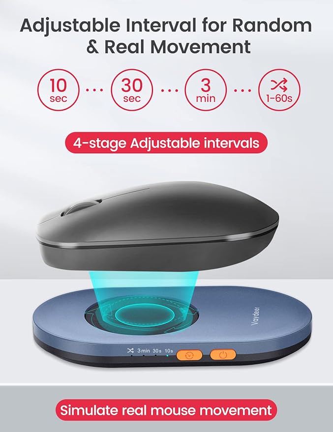 Vaydeer Ultra Slim Mouse Mover, Air 3 Mouse Jiggler with Adjustable Interval Timer, Undetectable & Noiseless, Simulates Realistic Movement, Driver-Free Shaker for Keeping The PC Active (Dark Green)
