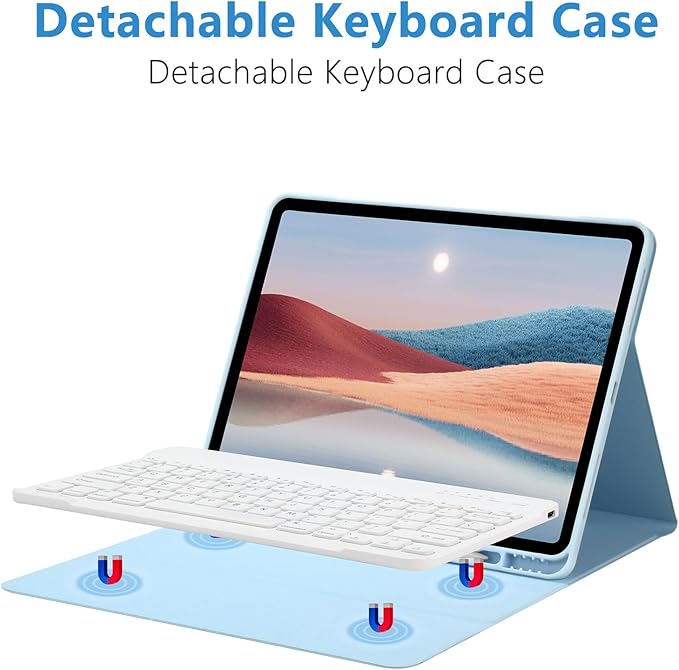 TQQ for iPad Air 13-inch (M4/M3/M2, 2026/2025/2024) & Pro 12.9 inch Case with Keyboard, Keyboard case for 12.9-inch iPad Pro 6th/5th Gen - with Pencil Holder for iPad Air 13-inch 2026 (Blue)