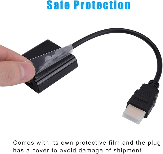 HDMI to VGA, Gold-Plated HDMI to VGA Adapter (Male to Female) for Computer, Desktop, Laptop, PC, Monitor, Projector, HDTV, Chromebook, Raspberry Pi, Roku, Xbox and More - Black