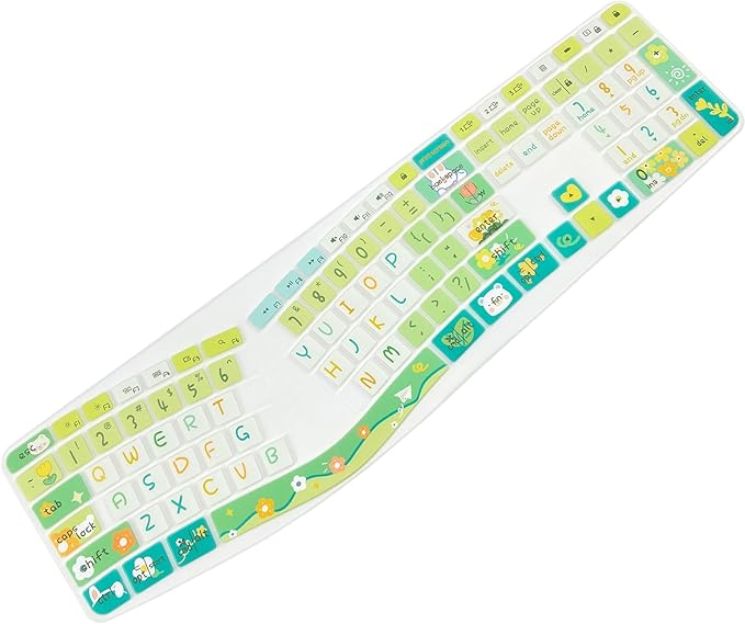 Cute Silicone Keyboard Cover for Logitech Ergo K860 Ergonomic Keyboard, US Layou, Cute Flowers