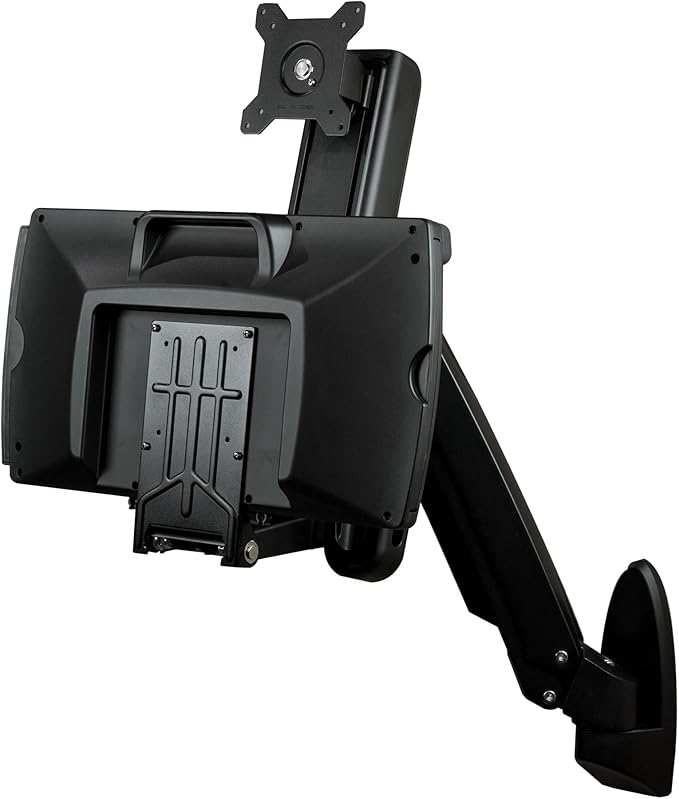 StarTech.com Wall Mount Workstation - Articulating Full Motion Standing Desk with Ergonomic Height Adjustable Monitor & Keyboard Tray Arm - Mouse & Scanner Holders - Single VESA Display, TAA