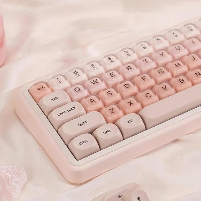 Sumgsn 132 Keys PBT Pink Jelly Keycaps MOA Profile Keycaps Set Comaptible with 61/64/87/104/108 Cherry Mx Switches Mechanical Keyboards (Only Keycaps)