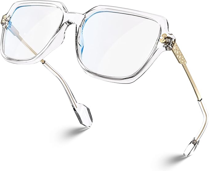 VISOONE Oversized Blue Light Blocking Glasses with Chic Square TR90 Frame and Metal Temple for Women Men REMY