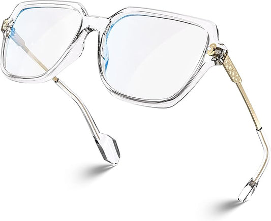 VISOONE Oversized Blue Light Blocking Glasses with Chic Square TR90 Frame and Metal Temple for Women Men REMY