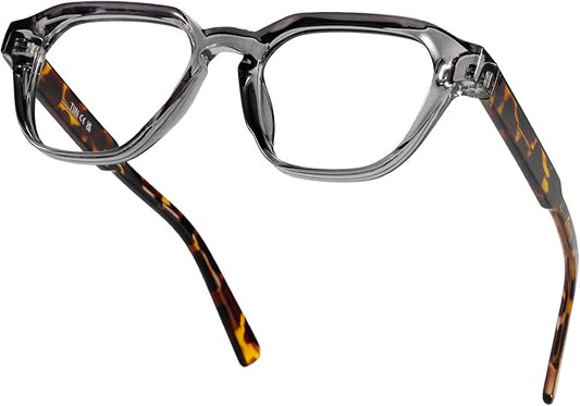 TIJN Blue Light Blocking Glasses, Anti Eyestrain UV Protection, TR90 Square Frame Glasses Chic Preppy Look for Women and Men