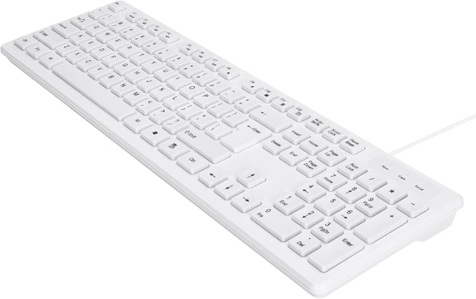 MCSaite Wired White USB 104 Keys Computer Keyboard with Stands,Waterproof - US Layout Compatible for Windows, PC, Laptop