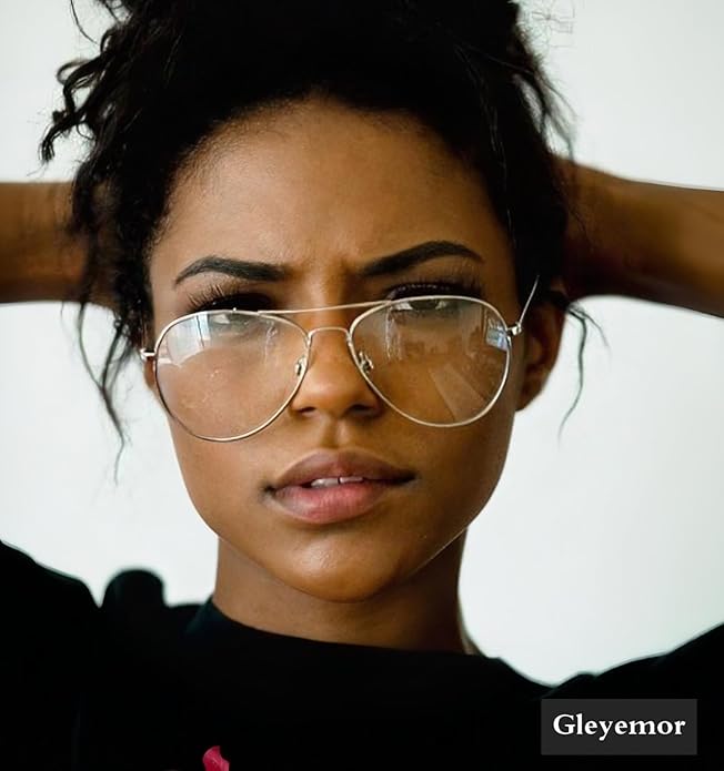 Gleyemor Blue Light Aviator Glasses for Women Men, Metal Frame Anti Blue Light Lens Computer Glasses