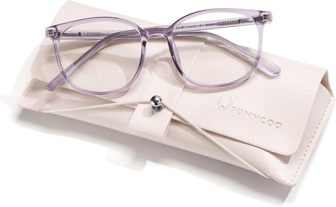 FONHCOO Blue Light Blocking Glasses Fashion Round TR90 Frame Transparent Eyewear Anti UV Computer Glasses for Women Men