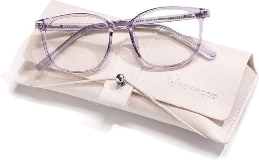 FONHCOO Blue Light Blocking Glasses Fashion Round TR90 Frame Transparent Eyewear Anti UV Computer Glasses for Women Men