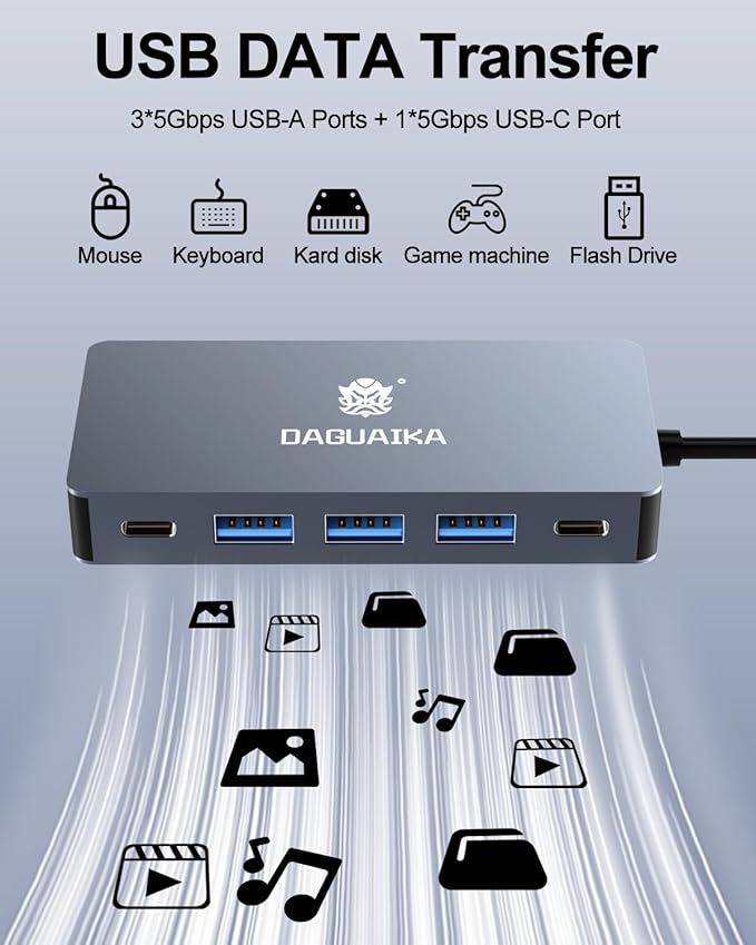 USB C Hub, 9 in 1 Dual Monitor Docking Station, 4K@60Hz Dual HDMI Display, RJ45 1000Mbps Ethernet Adapter, PD 100W, 3*USB-A 3.0 Ports, 3.5mm Audio/mic for MacBook Pro, Lenovo, Surface, Dell XPS, HP