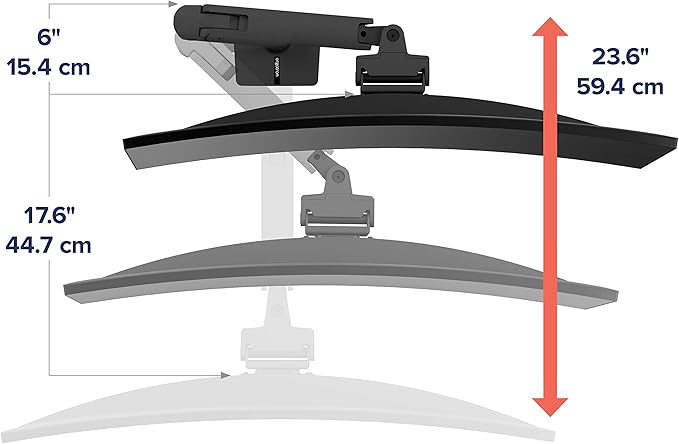 Ergotron – HX Premium Heavy Duty Monitor Arm, Single Monitor VESA Desk Mount – for Flat or Slight Curved Ultrawide Monitors Up to 49 inches, 20 to 42 lbs – Standard Pivot, Matte Black