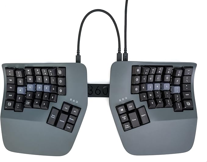 Kinesis Advantage360 Split Ergonomic Keyboard - USB-C | Mechanical Switches | Fully Programmable | Contoured Shape | Adjustable Tenting | PBT Keycaps