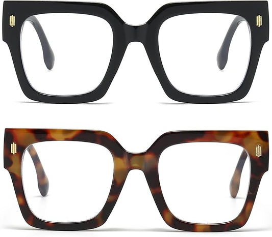 Fashion Oversized Blue Light Blocking Glasses for Women Men Trendy Big Square Frame Computer Eyeglasses
