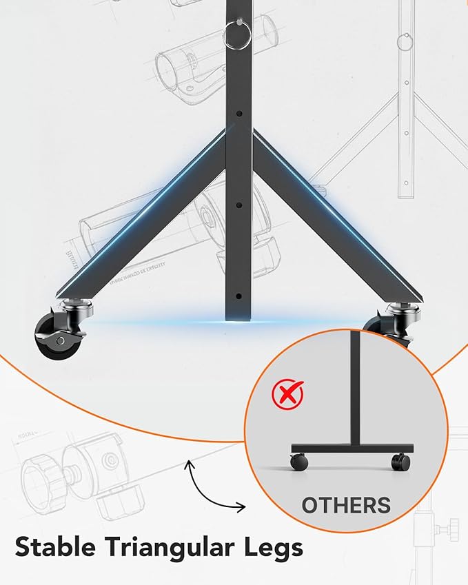 ErGear Small Standing Desk Adjustable Height, 6 Height Settings Up to 46.5″, Walking Pad Desk with Triangular Leg Design, Smooth Mobility with Lockable Wheels, Standing Desk for Walking Pad, Black