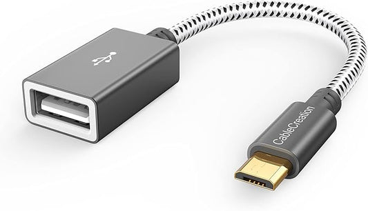 CableCreation USB to Micro USB Adapter, 0.15m, Male to Female, for Micro-B Devices, Flash Drive, Mouse, Keyboard, Game Controller, Aluminum Space Gray