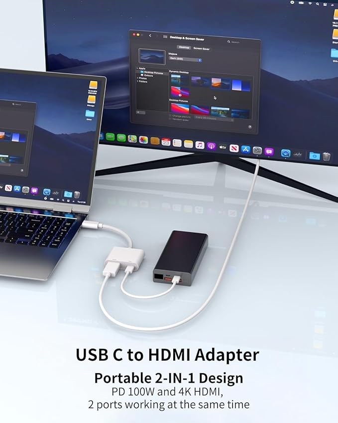 USB C to HDMI Adapter for iPhone 17/16/15 to TV, Type C Digital AV HDMI Adapter with 100W Fast Charging & 4K HDMI Port, Compatible with iPhone 15/16/17 /iPad/MacBook/Laptop to HDTV Projector Monitor