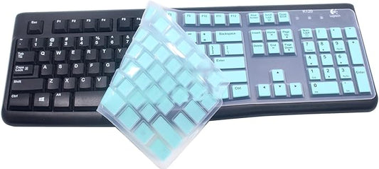 Silicone Keyboard Skin Cover Protector Compatible for Logitech K120 & MK120 Full-Size Wired Keyboard, MK120 & K120 Keyboard Protective Accessories (Mint)