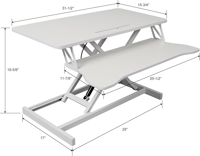 Standing Desk Converter, 32" Wide, Height Adjustable Sit Stand Up Desk Riser with Keyboard Tray, Desktop Workstation for Home Office Computer Laptop, White