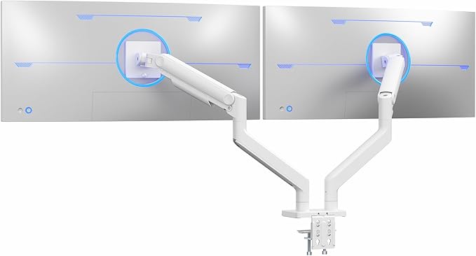 VIVO Heavy Duty Dual Ultra-Wide Monitor Tension Arm, Up to 45 inch Screens, Holds 44 lbs per Arm, Premium Desk Mount Monitor Stand for 2 Ultrawides, White, STAND-V200VW
