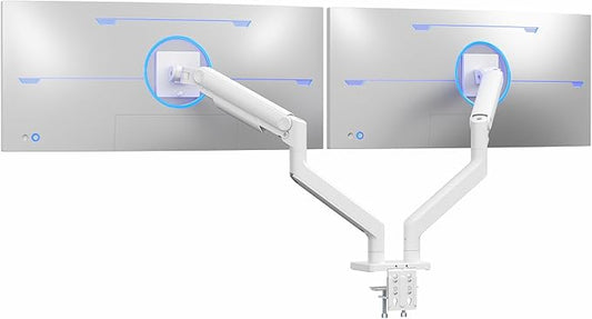 VIVO Heavy Duty Dual Ultra-Wide Monitor Tension Arm, Up to 45 inch Screens, Holds 44 lbs per Arm, Premium Desk Mount Monitor Stand for 2 Ultrawides, White, STAND-V200VW